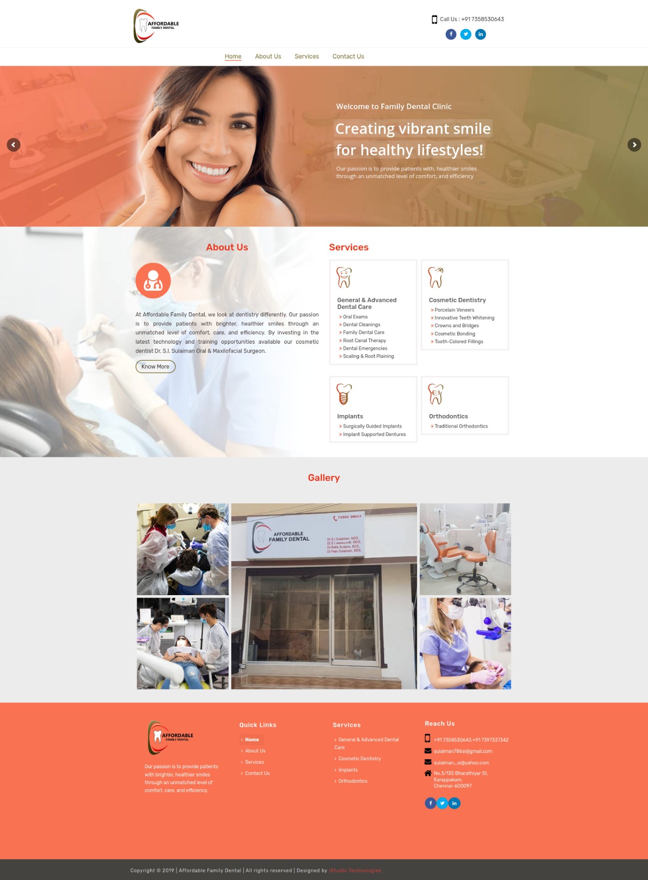 Affordablefamilydental -homepage - iStudio Technologies