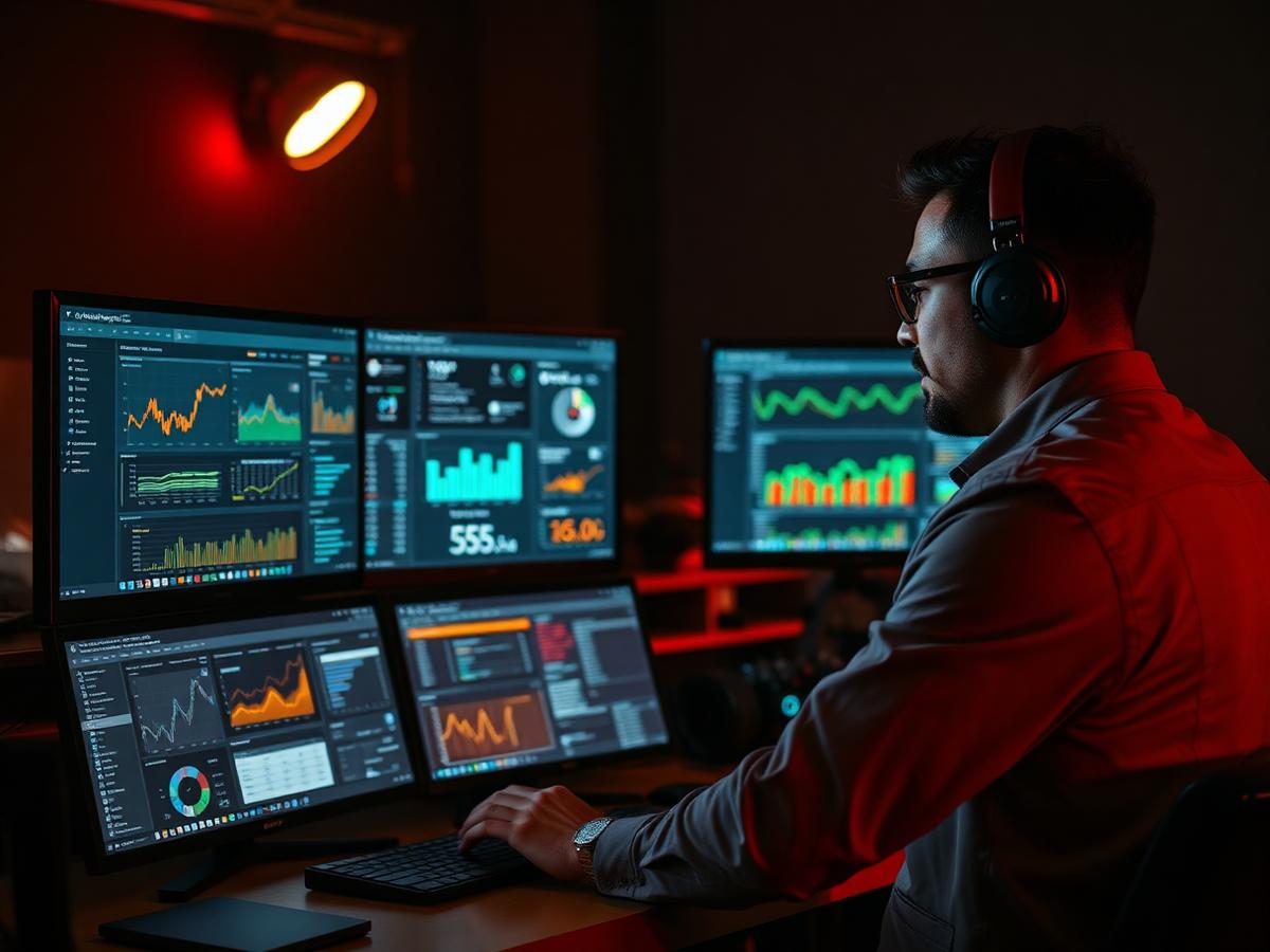 Developer working on multiple monitors